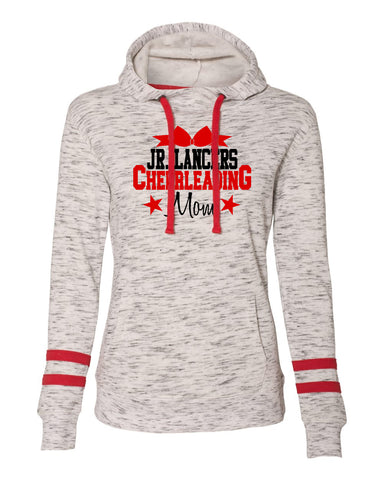 Jr Lancers Cheer - ITC Women's Lightweight Cropped Hooded Sweatshirt w/ Cheerleading 2 Color Design on Front.