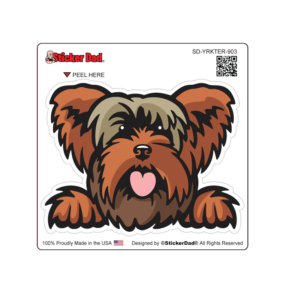 yorkshire terrier peeking 903 dog peeking - full color printed sticker