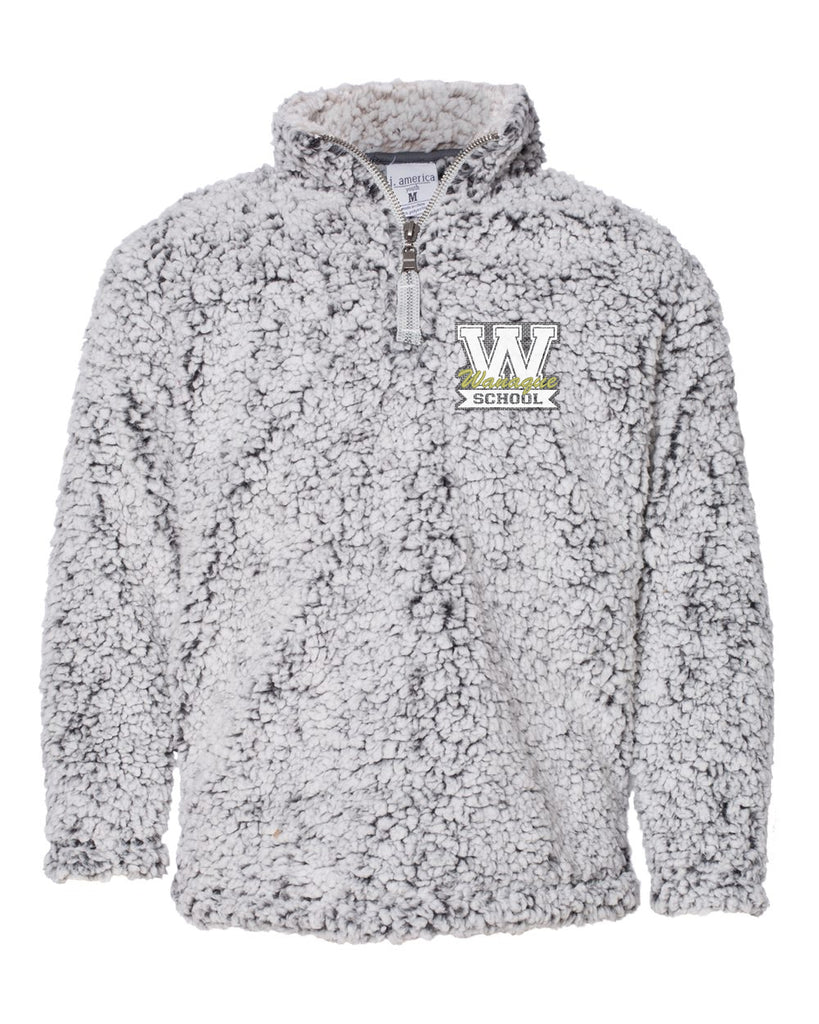 wanaque school ja epic sherpa quarter-zip pullover - 8462 w/ wanaque school "w" logo embroidered on front.