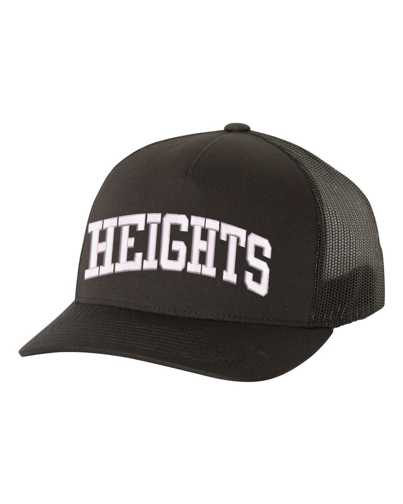 height yupoong - classics™ five-panel retro trucker cap - 6506 w/ heights arc logo on front.