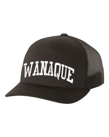 WANAQUE Black Zippered Drawstring Backpack w/ WANAQUE School "W" Logo on Front.