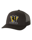 west milford fencing yupoong - classics™ five-panel retro trucker cap - 6506 w/ wm logo on front.