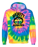 Hewitt Huskies School Dyenomite - RAINBOW FLO Blended Hooded Sweatshirt - 680VR w/ V1 Design on Front