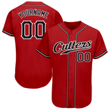 flfa custom red black-white authentic baseball jersey w/ teamname: cutters