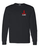 jlbc black 100% cotton long sleeve tee w/ small left chest design