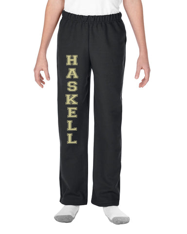 HASKELL School PJ Style Flannel Pants w/ HASKELL Logo Down Leg Graphic Design Pants