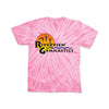 riverview gymnastics cyclone tie dye short sleeve tee w/ full color logo on front.