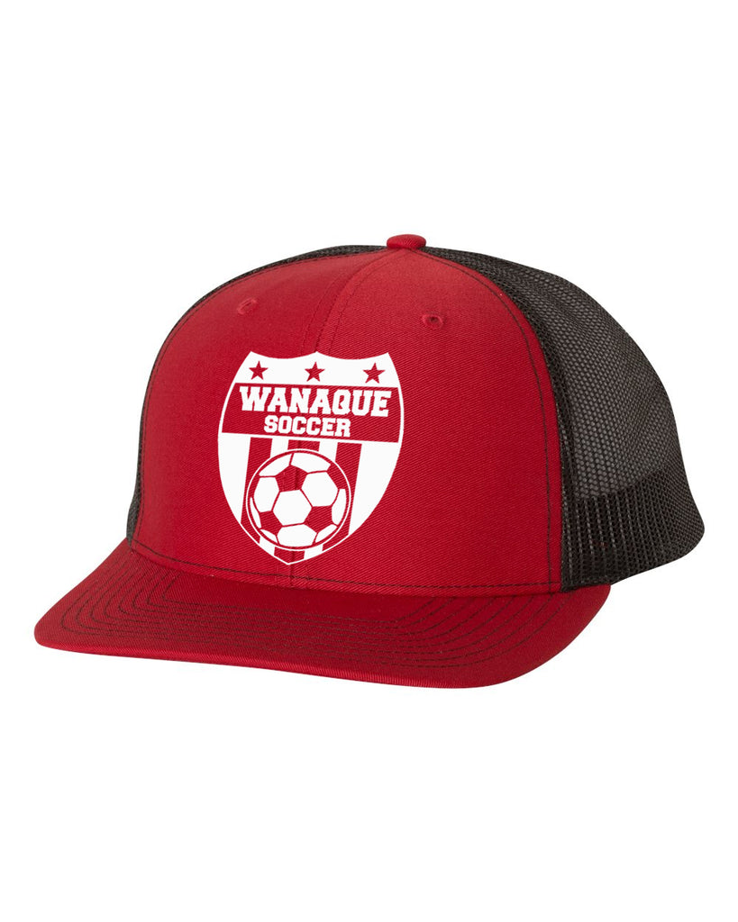 wanaque soccer 2 tone hat with wanaque soccer logo on front.