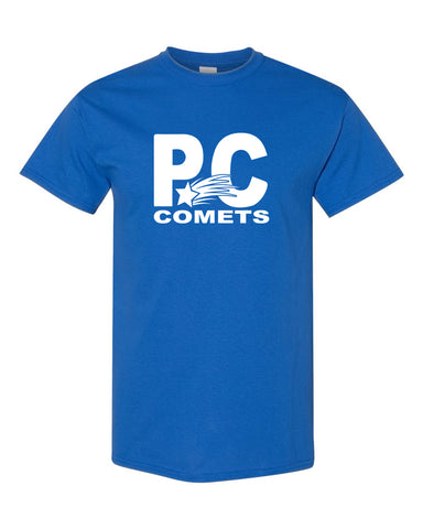 Peter Cooper Comets Royal Short Sleeve Tee w/ Proud Staff on Front