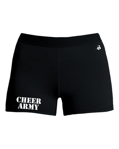 Cheer Army Black SOFFE Peformance Sports Bra w/ White CA Logo on Front.