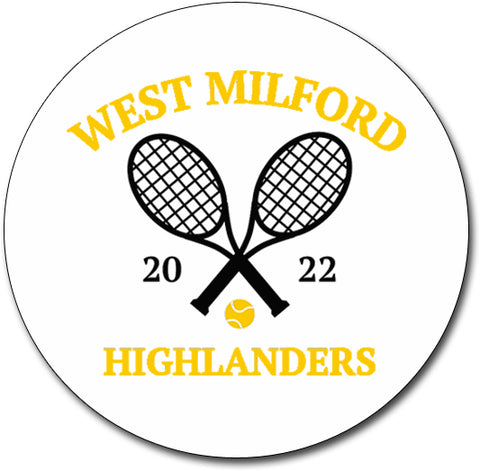 West Milford Tennis Black Short Sleeve Tee w/ WM Tennis 2022 Logo on Front.