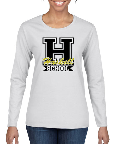 HASKELL School Black Heavy Blend Crewneck Sweatshirt w/ Small Left Chest HASKELL School "Indian" Logo on Front.